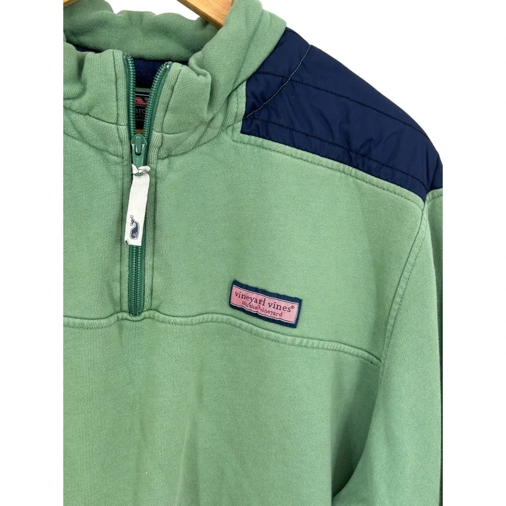 Vineyard Vines Mens Quarter Zip Pullover Sweatshirt Green Blue Large - Picture 4 of 7